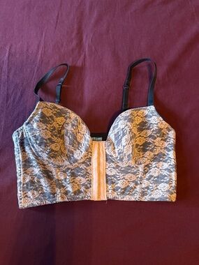 Longline Lace Bra Top in Cream and Black